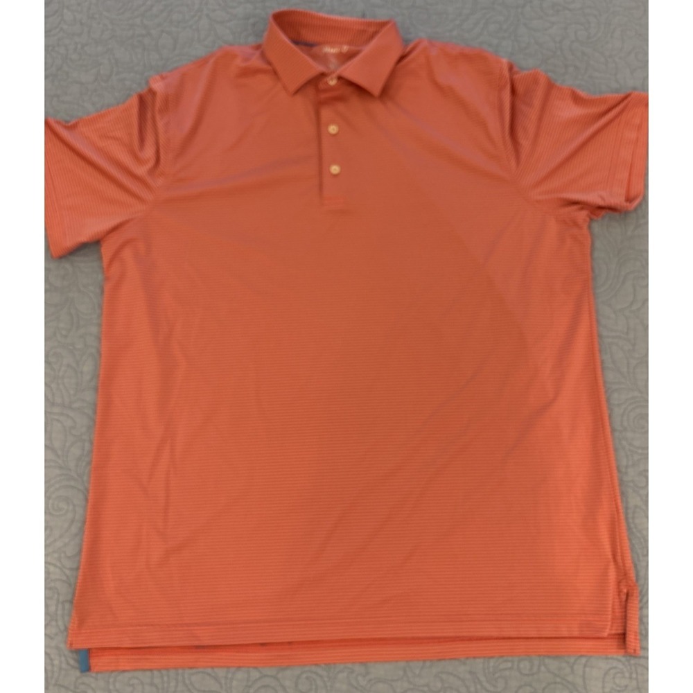 Johnnie O Mens XL Albatross Pink Stripe Prep-Formance Stretch Golf Polo Shirt